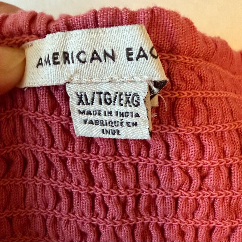 2/$30 American Eagle Outfitters Cotton Linen Pink  Eyelet Tiered Skater Skirt - Picture 6 of 9